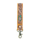 Emerald Ember Hand tooled Leather Key fob in Desert Green