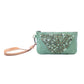 Nova Point Studded Wash Leather Pouch in Turquoise
