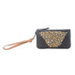 Nova Point Studded Wash Leather Pouch in Black
