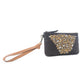Nova Point Studded Wash Leather Pouch in Black