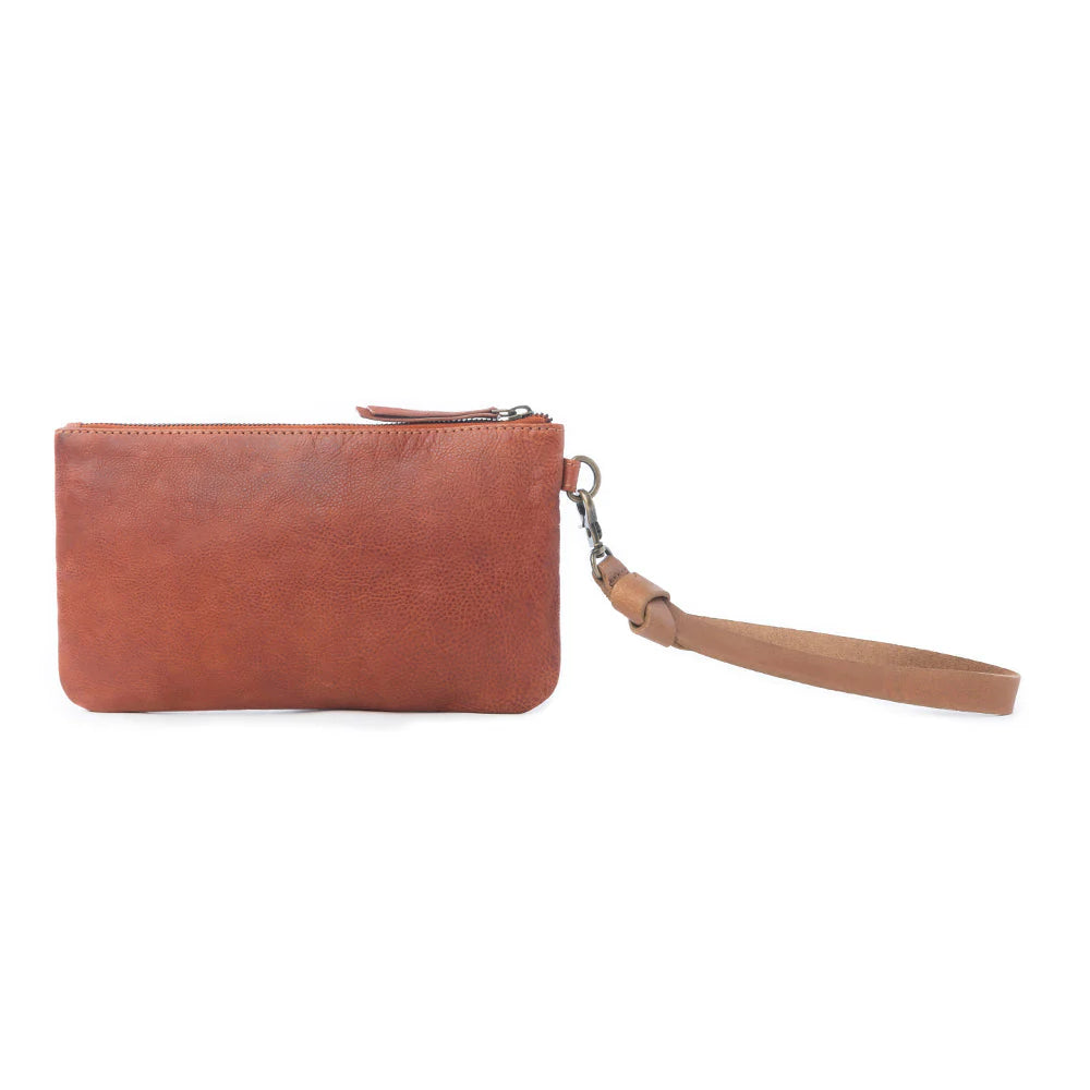 Nova Point Studded Wash Leather Pouch in Amber