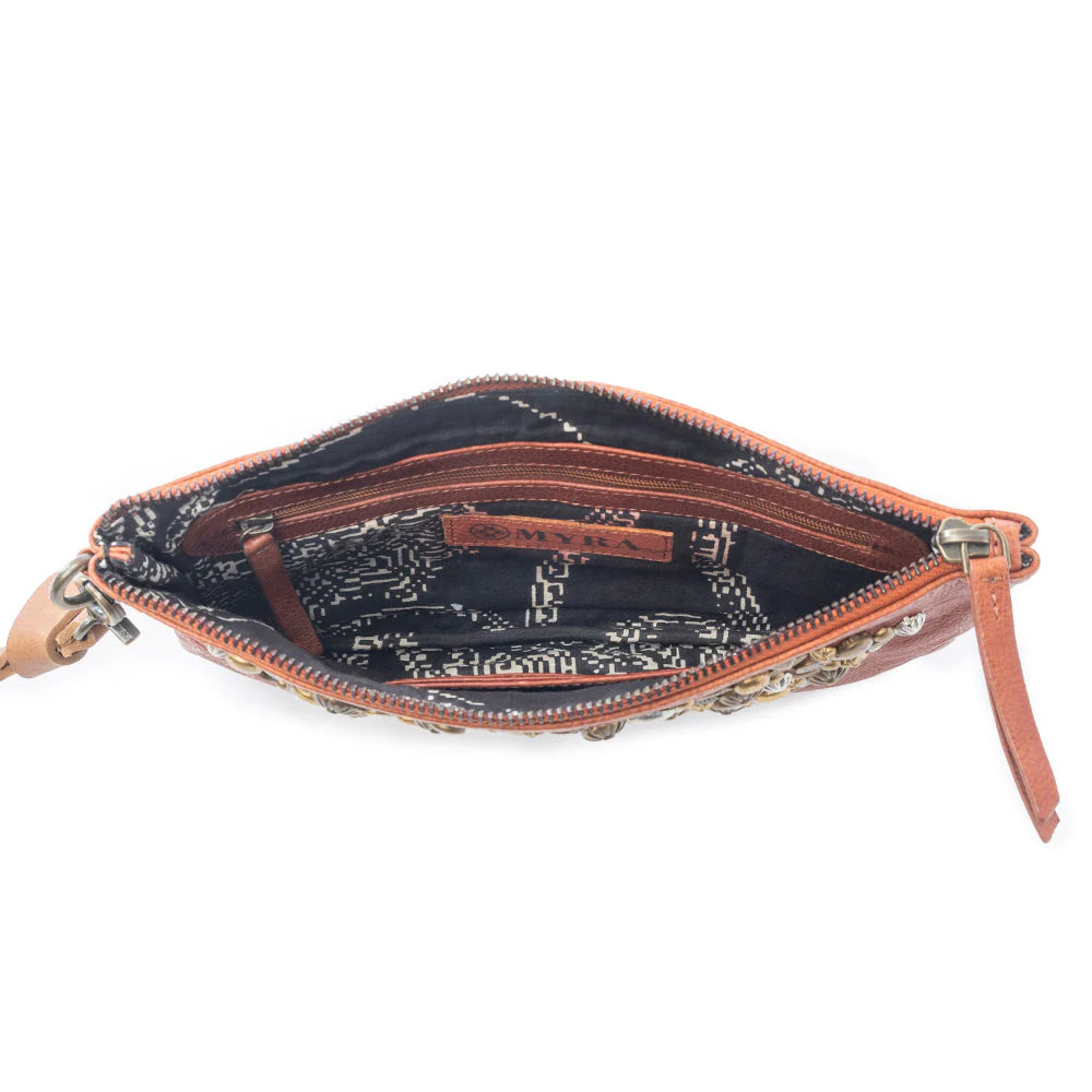 Nova Point Studded Wash Leather Pouch in Amber