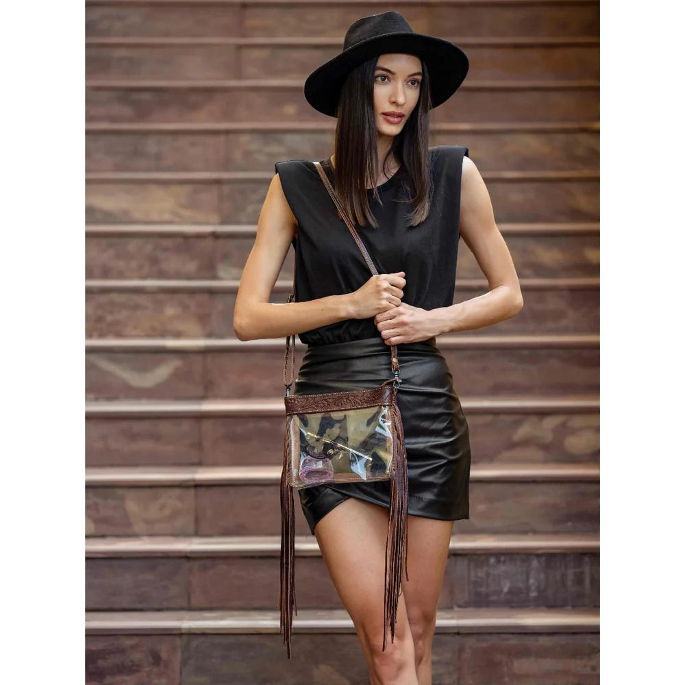 INTRICATE CLEAR FRINGE BAG