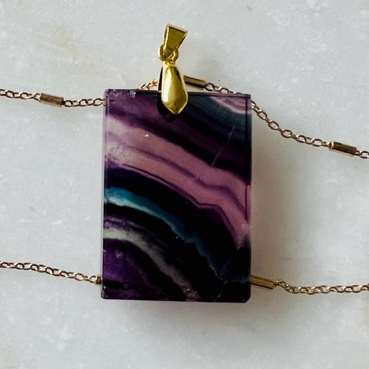 Purple Slice Gold Stone Necklace - 1