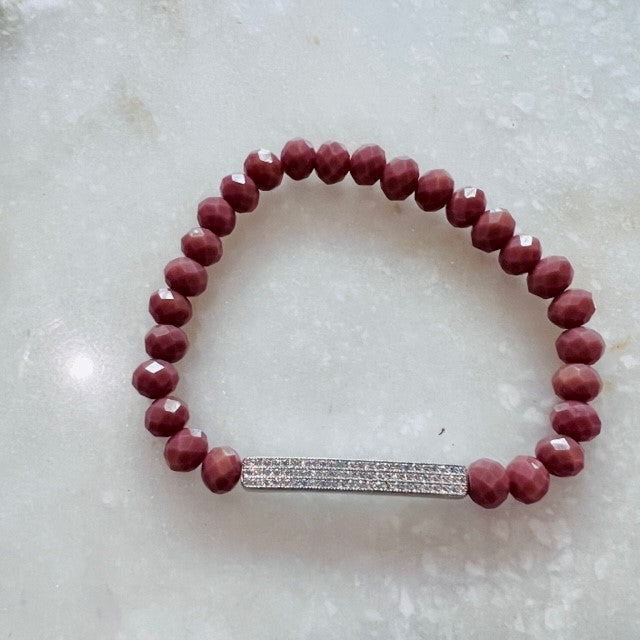 Pink Beaded Bar Bracelet