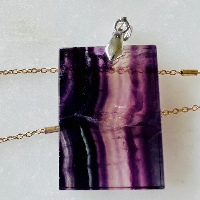 Purple Slice Silver Stone Necklace - 2